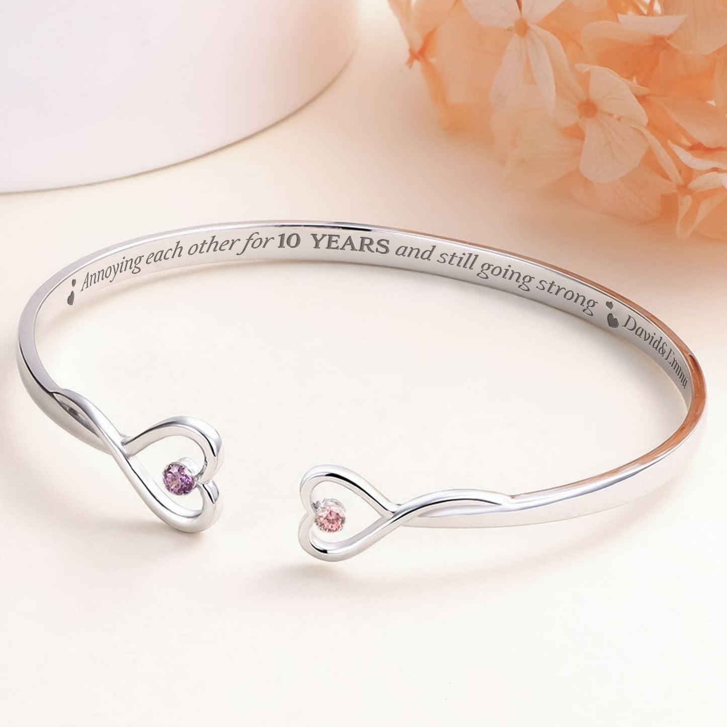 Annoying Each Other For Years And Still Going Strong - Personalized Heart Bracelet