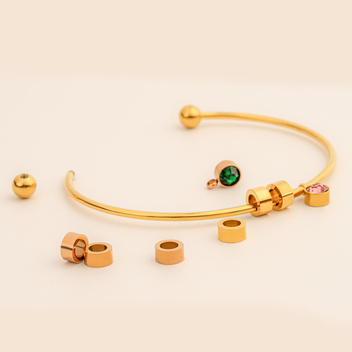 Best Friend Gift- Personalized Engravable Bead Name Cuff Bracelet With Birthstone