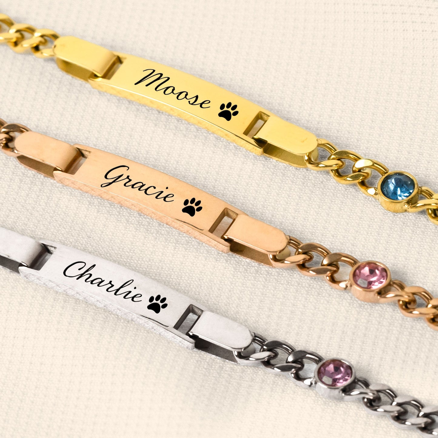 Custom Pet Name Bracelet - Personalized Stainless Steel Engraved Name Bracelet