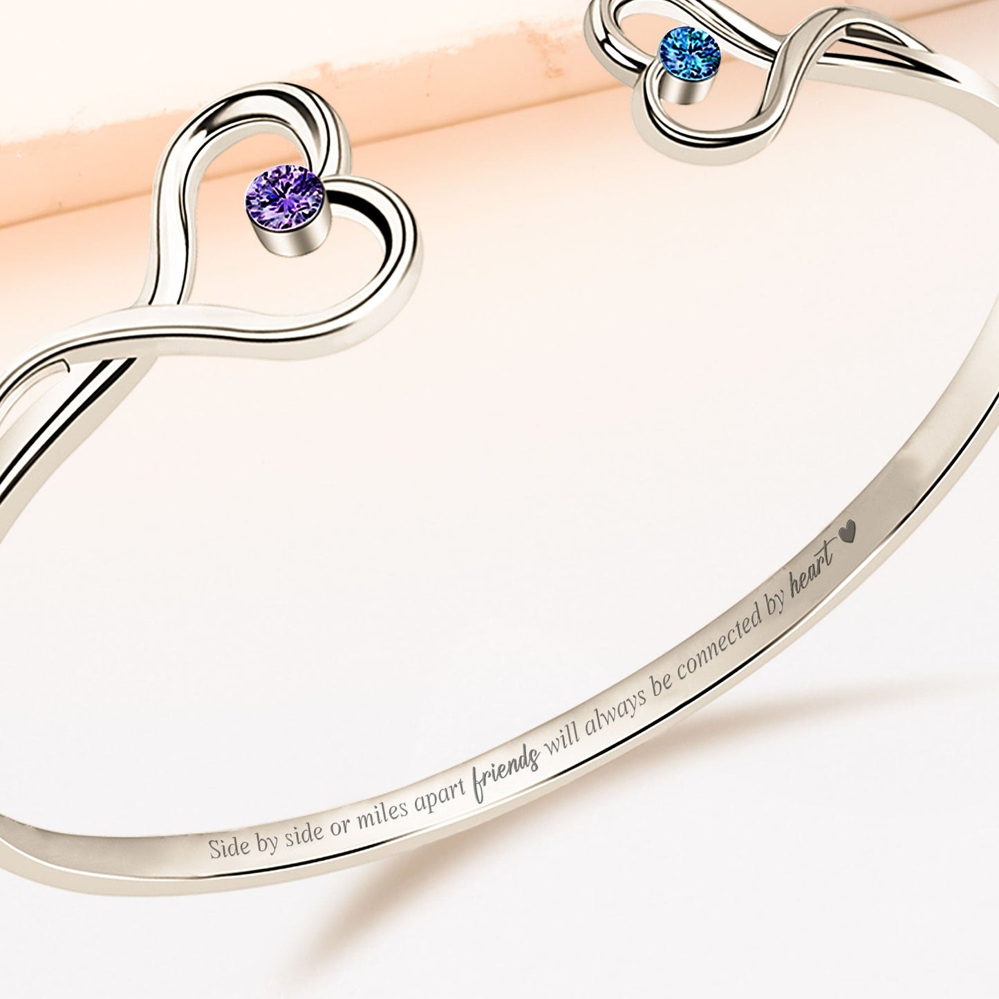 Friends Will Always Be Connected By Heart - Personalized Heart Bracelet