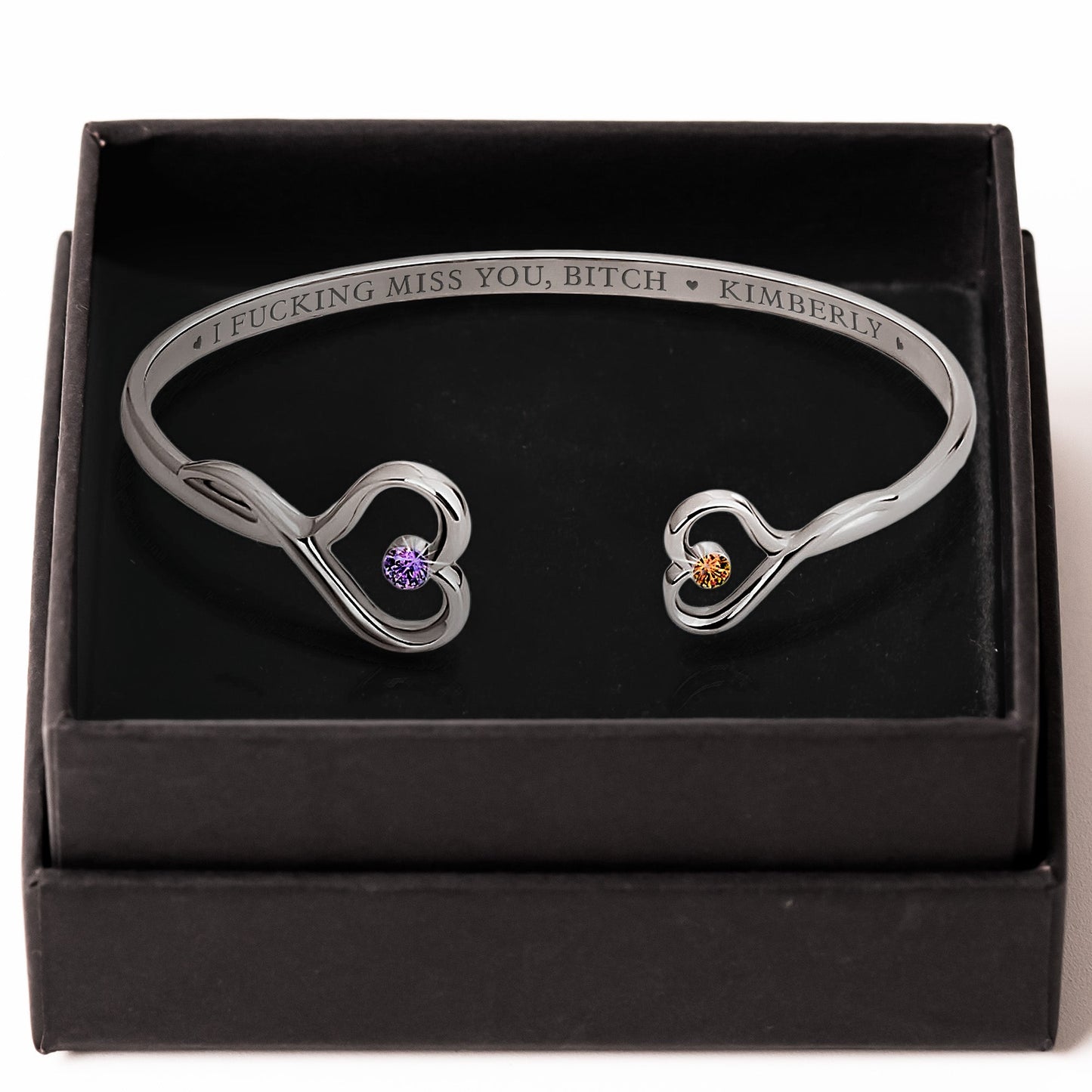 I F*cking Miss You Long Distance Relationship Gift - Personalized Heart Bracelet