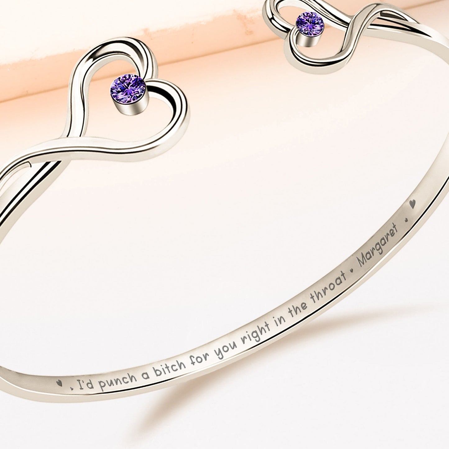 I'd Punch A B*tch For You Right In The Throat - Personalized Heart Bracelet
