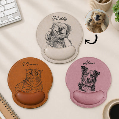 Custom Pet Portrait Sketch Line Art Gift For Pet Lovers - Personalized Mouse Pad