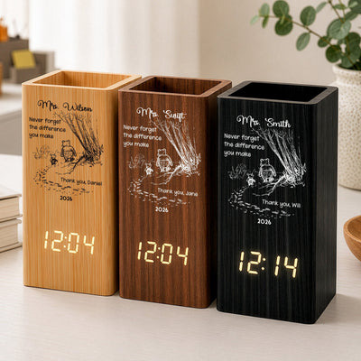 Never Forget The Difference You Make - Personalized Pen Holder With Clock