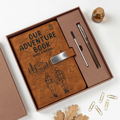 Our Adventure Book - For Camping, Hiking Couples - Personalized Notebook Set
